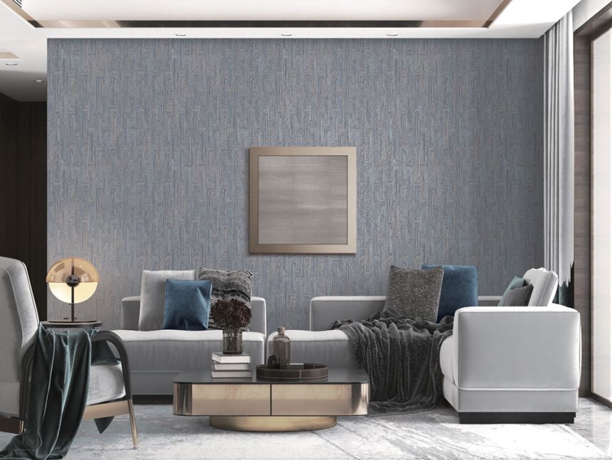 Geometrická vliesová tapeta na stenu, modro-sivá, SA524014, Santa Fe, Design ID