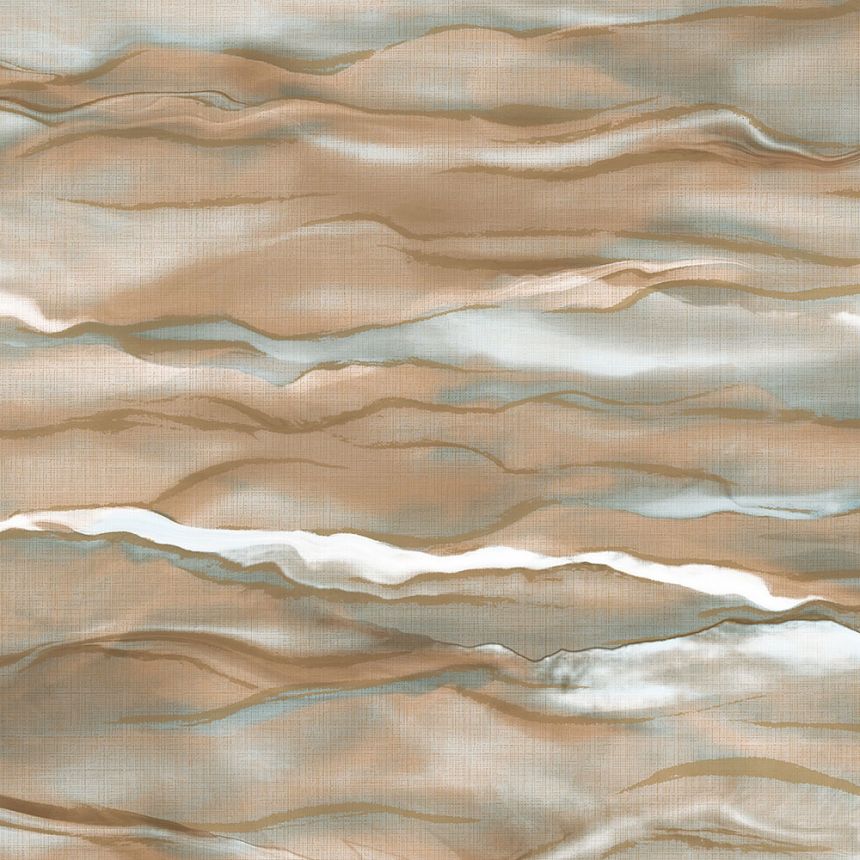 Vliesová tapeta na stenu, hnedo-zlatá, vlnky, mramor, SA524046, Santa Fe, Design ID
