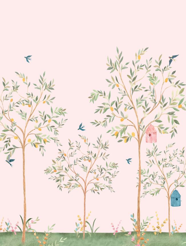 Detská vliesová obrazová tapeta na stenu, ružová, stromčeky, CW6121-1, Cute Walls, Decoprint