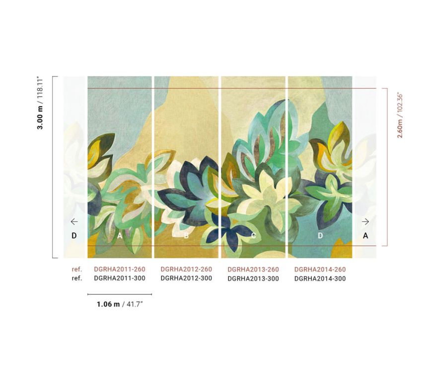 Vliesová obrazová tapeta na stenu, zelená, kvety, DGRHA2013-260, Rhapsody, Masureel