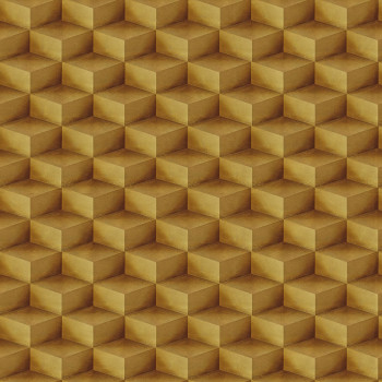 3D geometrická vliesová tapeta na stenu, zlatá, 20015, New Tekko, Emiliana Parati
