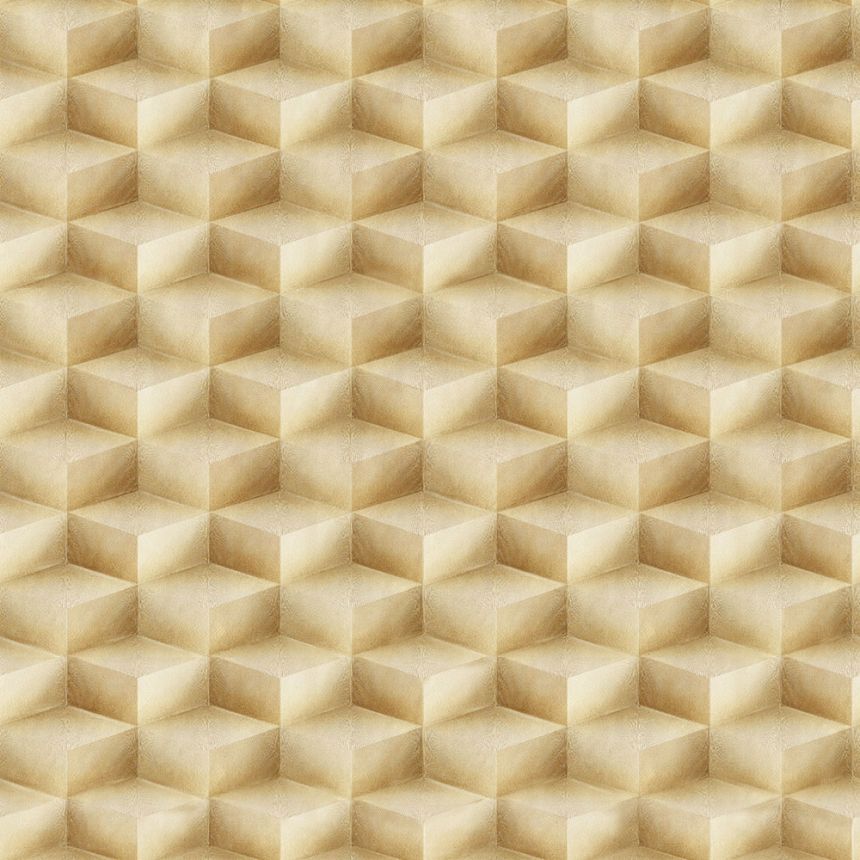 3D geometrická vliesová tapeta na stenu, zlato-béžová, 20016, New Tekko, Emiliana Parati
