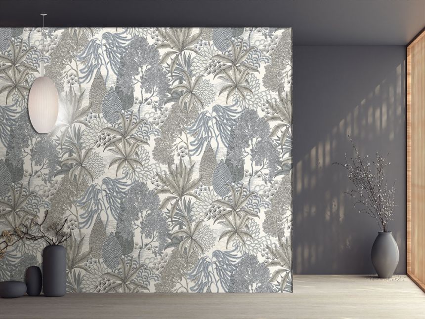 Vliesová obrazová tapeta na stenu, sivá, listy, FW4003-2, Feature Walls, Decoprint