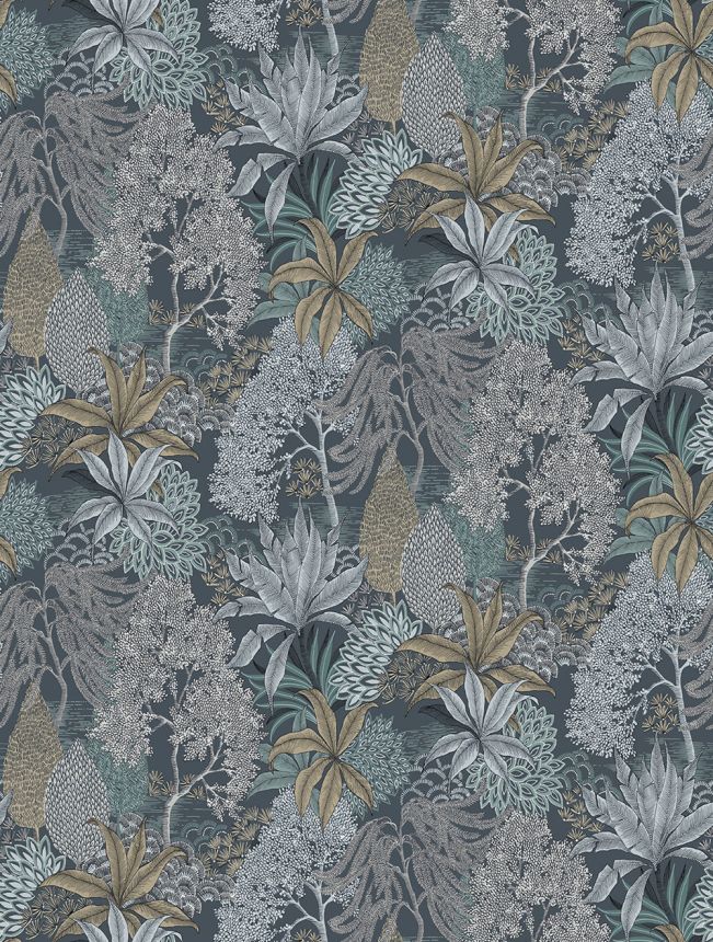 Vliesová obrazová tapeta na stenu, modrá, listy, FW4003-4, Feature Walls, Decoprint