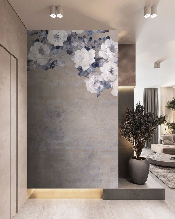 Vliesová obrazová tapeta na stenu, hnedo-sivá, kvety, FW4023-4, Feature Walls, Decoprint