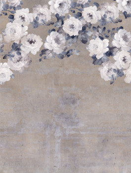 Vliesová obrazová tapeta na stenu, hnedo-sivá, kvety, FW4023-4, Feature Walls, Decoprint
