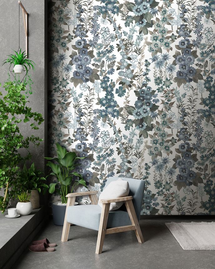 Vliesová obrazová tapeta na stenu, modrá, kvety, FW4025-4, Feature Walls, Decoprint