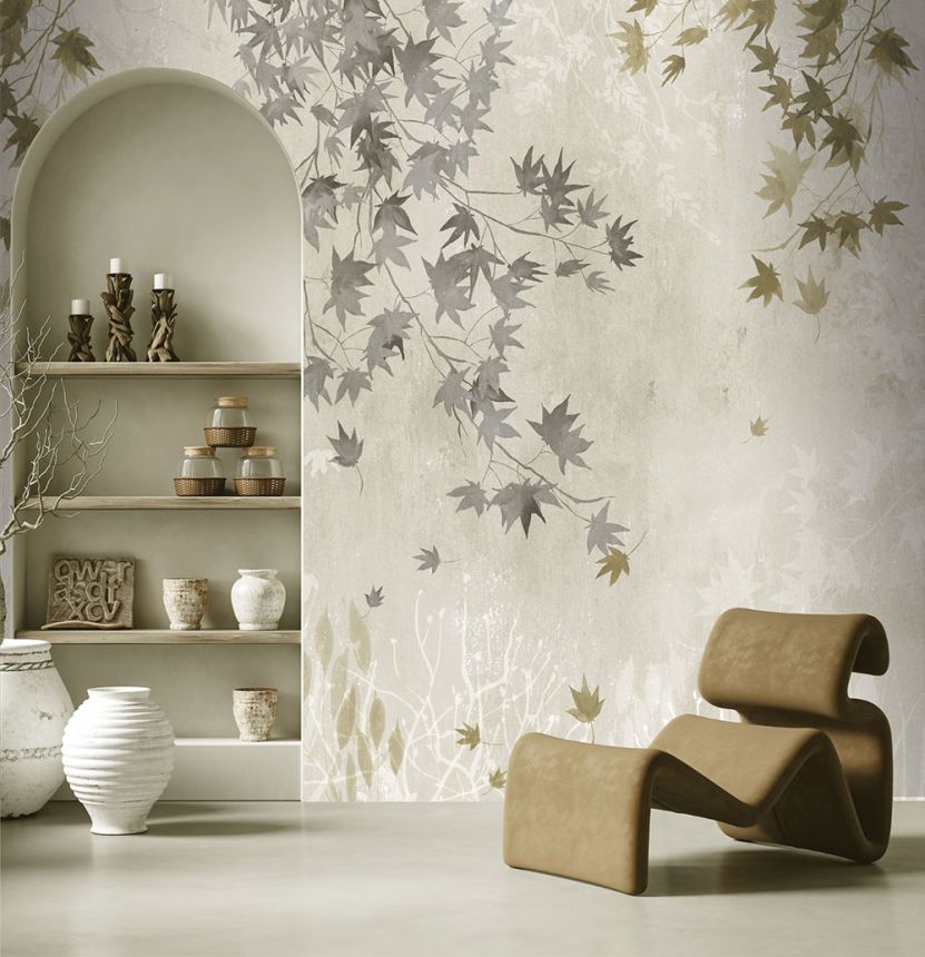 Vliesová obrazová tapeta na stenu, sivá, vetvičky, listy, FW4026-3, Feature Walls, Decoprint