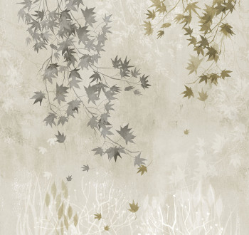 Vliesová obrazová tapeta na stenu, sivá, vetvičky, listy, FW4026-3, Feature Walls, Decoprint