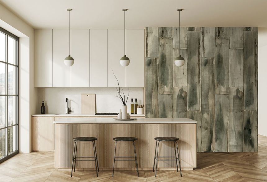 Vliesová obrazová tapeta na stenu, zeleno-hnedá, drevo, FW4051-4, Feature Walls, Decoprint