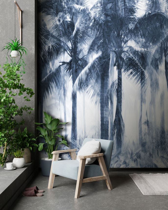 Vliesová obrazová tapeta na stenu, modrá, palmy, FW4054-2, Feature Walls, Decoprint