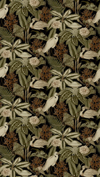 Vliesová obrazová tapeta na stenu, čierna, vtáky, listy, FW4061-1, Feature Walls, Decoprint
