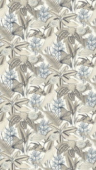 Vliesová obrazová tapeta na stenu, sivo-béžová, vtáky, listy, FW4061-4, Feature Walls, Decoprint
