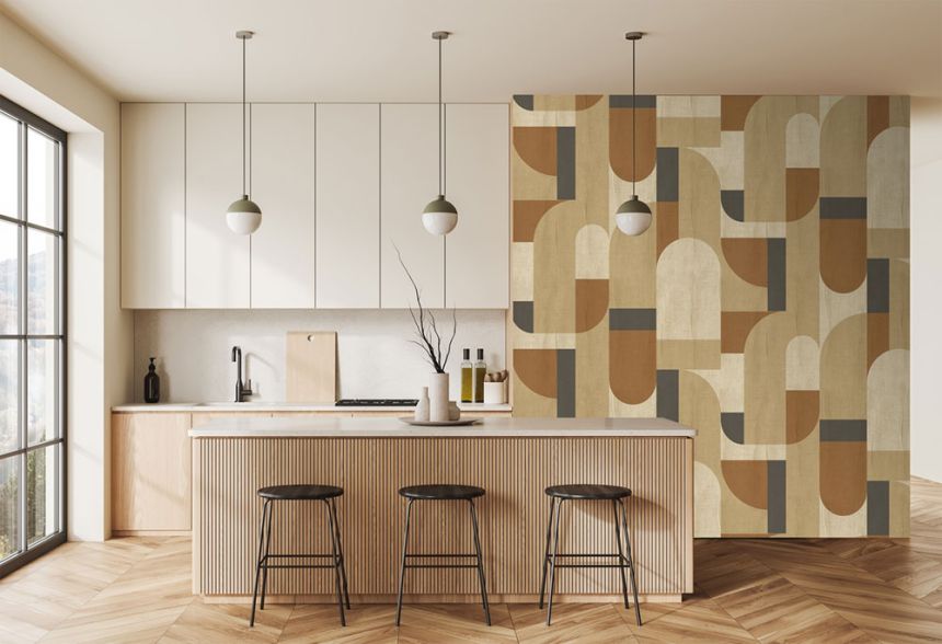Geometrická vliesová obrazová tapeta na stenu, hnedá, FW4064-1, Feature Walls, Decoprint