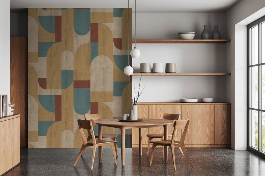 Geometrická vliesová obrazová tapeta na stenu, hnedo-zelená, FW4064-2, Feature Walls, Decoprint
