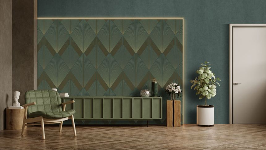 Geometrická vliesová obrazová tapeta na stenu, zelená, FW4035-3, Feature Walls, Decoprint