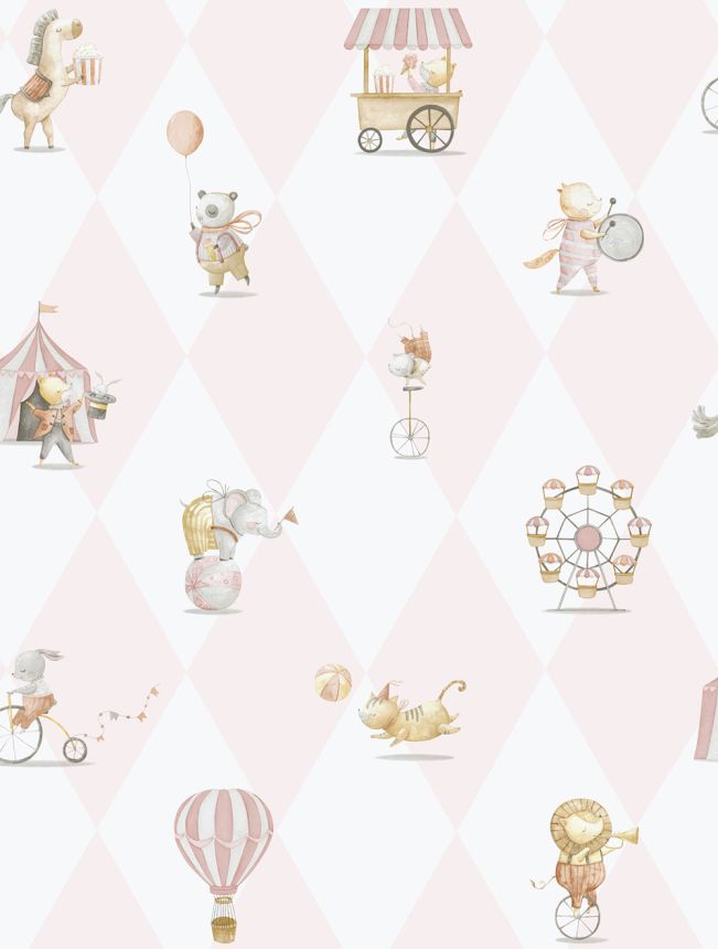 Detská vliesová tapeta na stenu, ružová, zvieratká, 282-1, Enzo,  ICH Wallcoverings
