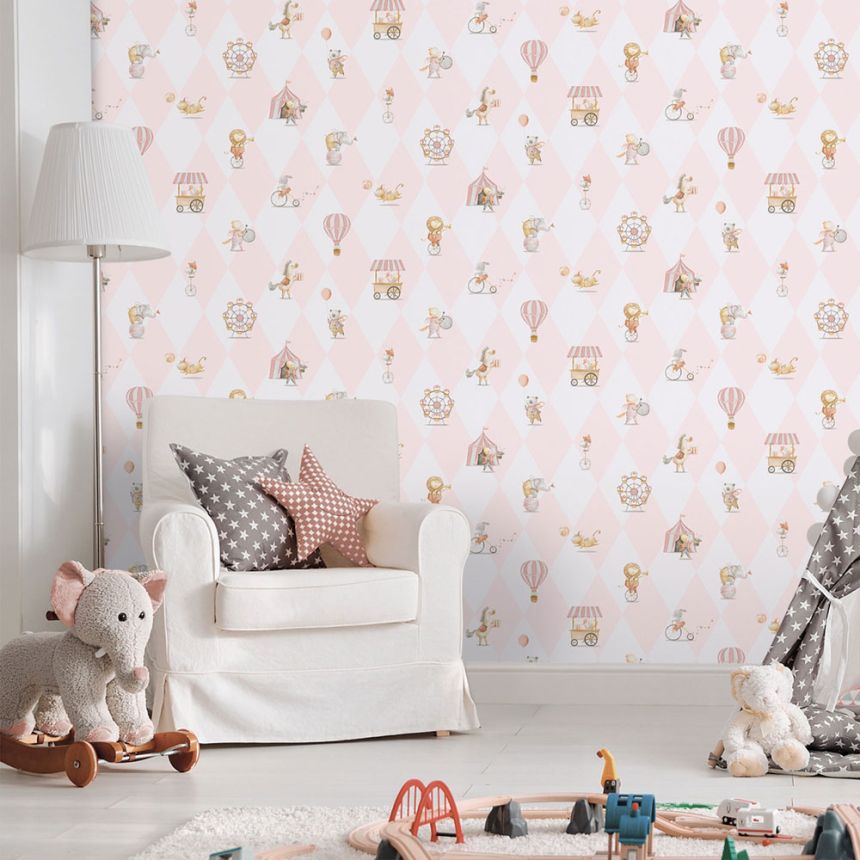 Detská vliesová tapeta na stenu, ružová, zvieratká, 282-1, Enzo,  ICH Wallcoverings