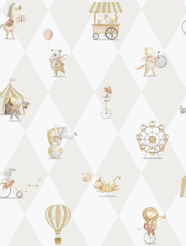 Detská vliesová tapeta na stenu, sivo-béžová, zvieratká, 282-3, Enzo,  ICH Wallcoverings