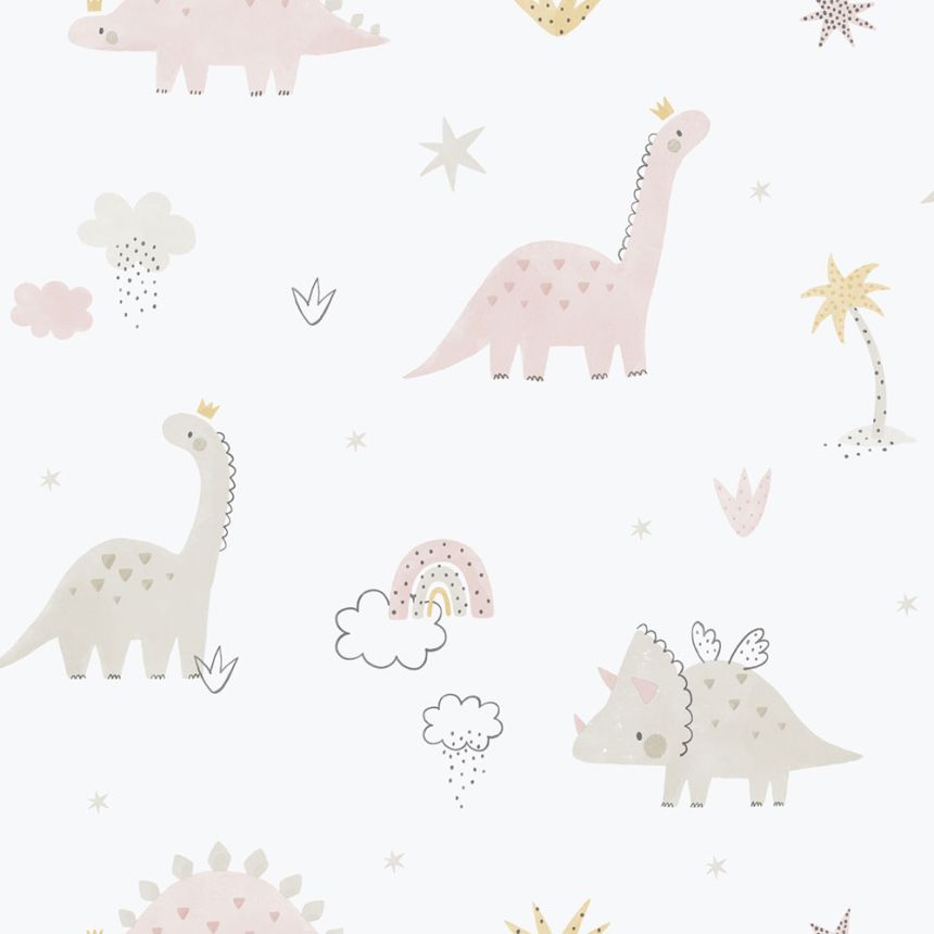 Detská vliesová tapeta na stenu, ružová, dinosaury, 283-1, Enzo,  ICH Wallcoverings