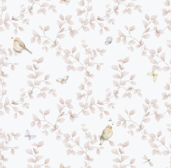 Detská vliesová tapeta na stenu, ružová, vtáčiky, 284-1, Enzo,  ICH Wallcoverings