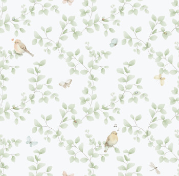 Detská vliesová tapeta na stenu, zelená, vtáčiky, 284-3, Enzo,  ICH Wallcoverings