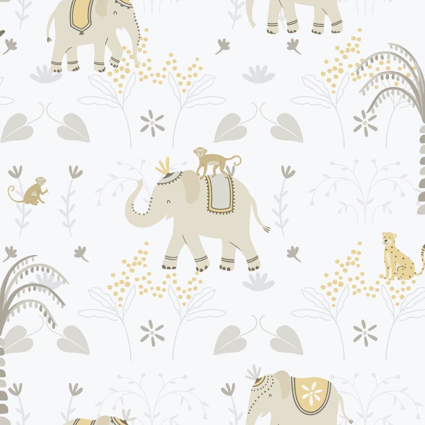 Detská vliesová tapeta na stenu, sivo-béžová, zvieratká, 285-3, Enzo,  ICH Wallcoverings