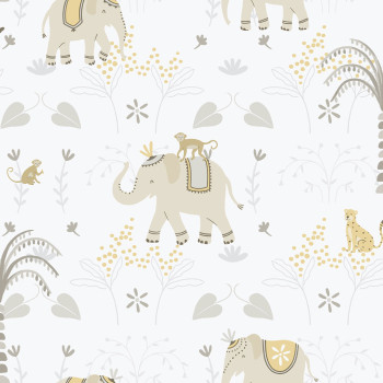 Detská vliesová tapeta na stenu, sivo-béžová, zvieratká, 285-3, Enzo,  ICH Wallcoverings