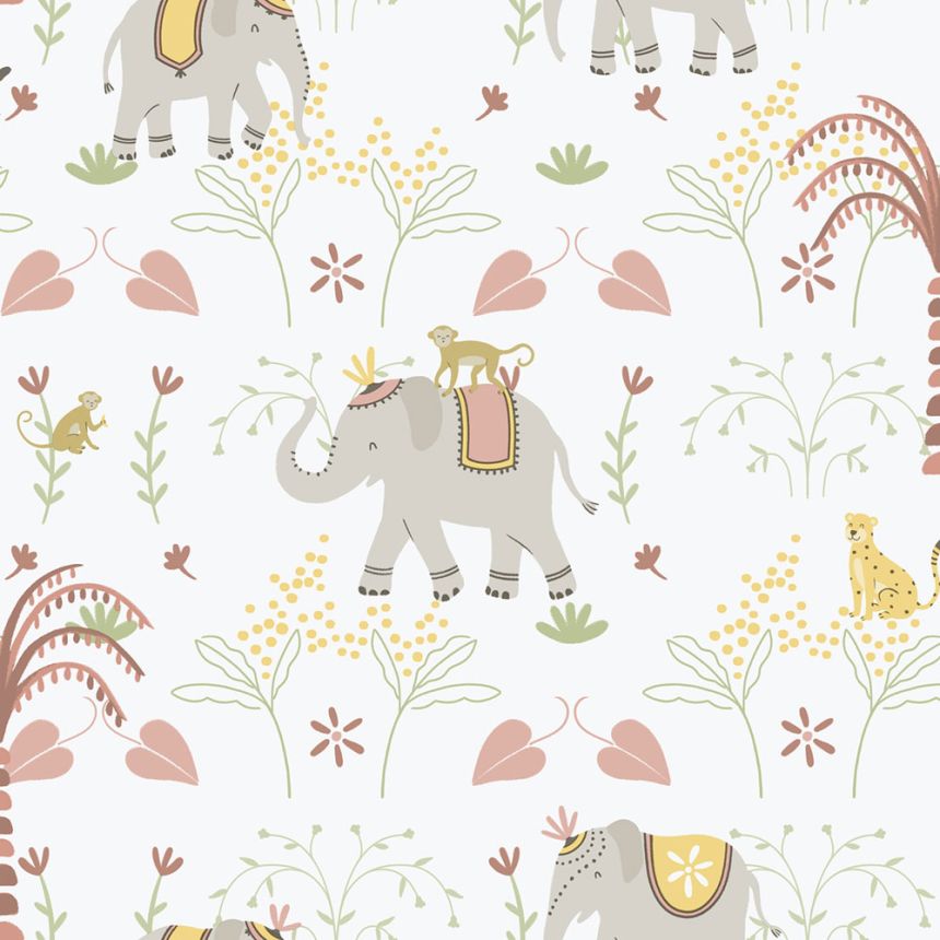 Detská vliesová tapeta na stenu, sivo-ružová, zvieratká, 285-4, Enzo,  ICH Wallcoverings