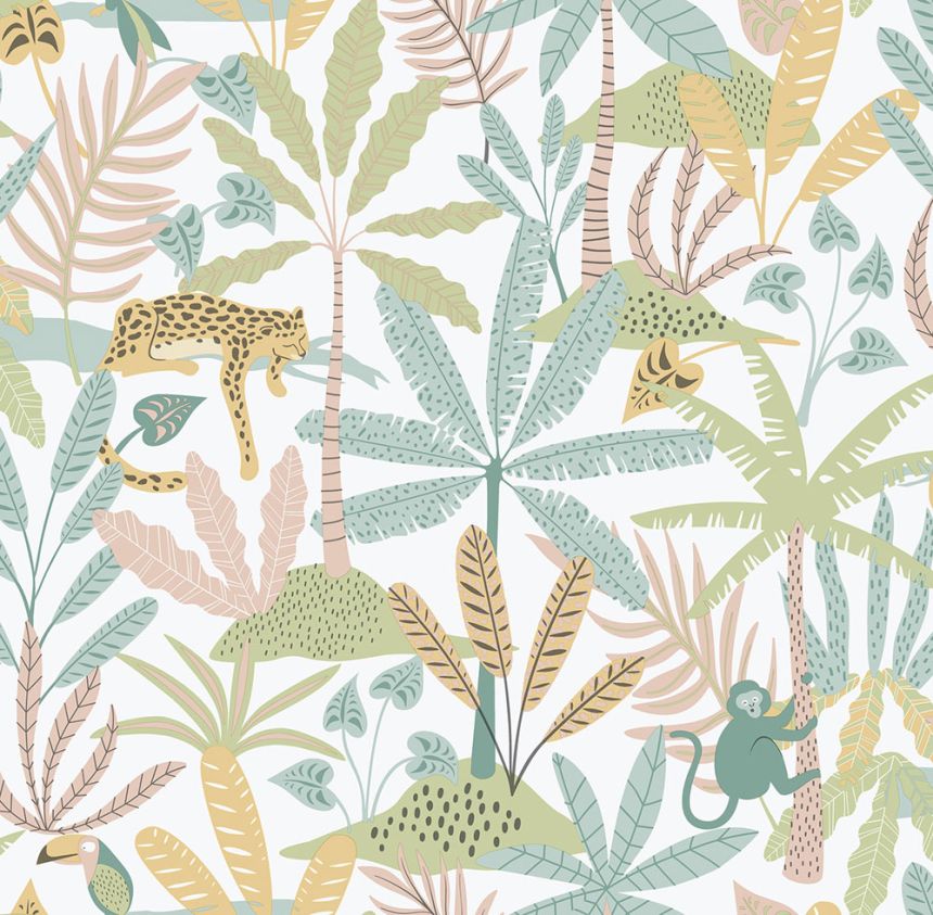 Detská vliesová tapeta na stenu, zelená, džungľa, 286-4, Enzo,  ICH Wallcoverings