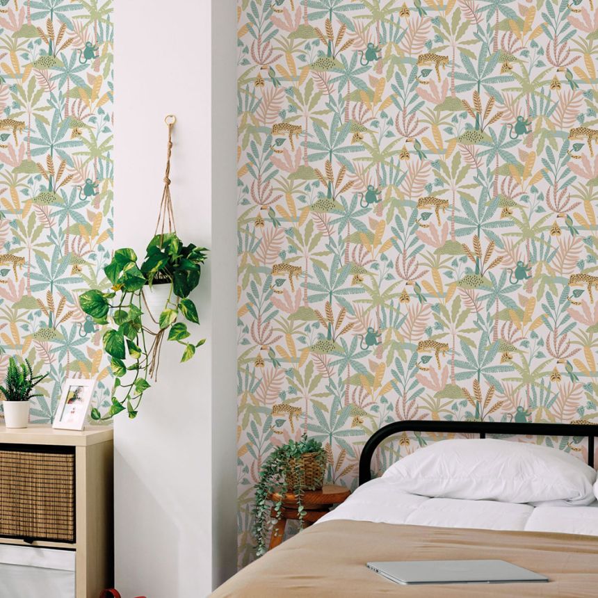 Detská vliesová tapeta na stenu, zelená, džungľa, 286-4, Enzo,  ICH Wallcoverings