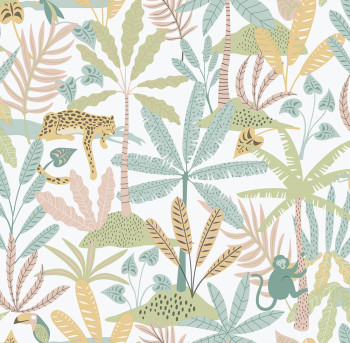 Detská vliesová tapeta na stenu, zelená, džungľa, 286-4, Enzo,  ICH Wallcoverings