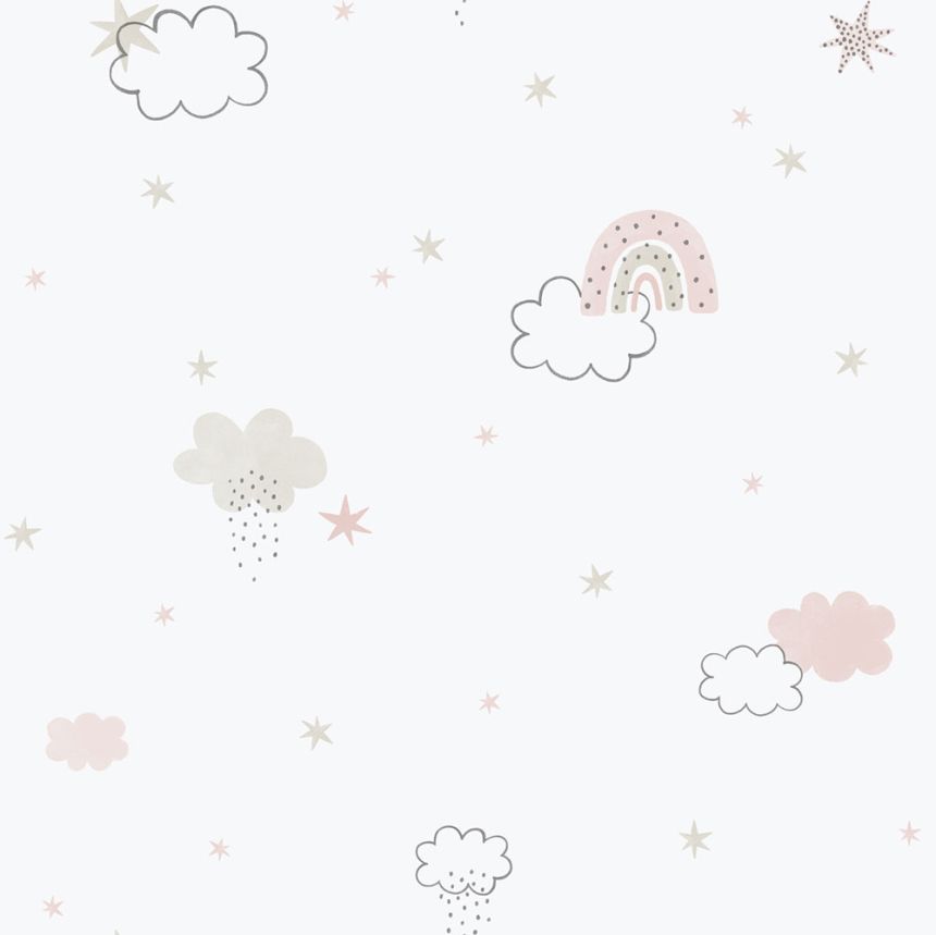 Detská vliesová tapeta na stenu, ružová, mráčiky, 288-1, Enzo,  ICH Wallcoverings