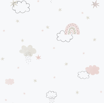 Detská vliesová tapeta na stenu, ružová, mráčiky, 288-1, Enzo,  ICH Wallcoverings
