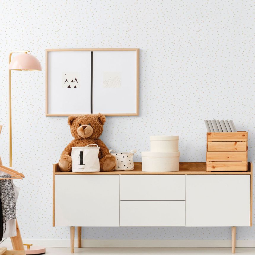 Detská vliesová tapeta na stenu, zelená, bodky, kaňky, 289-3, Enzo,  ICH Wallcoverings