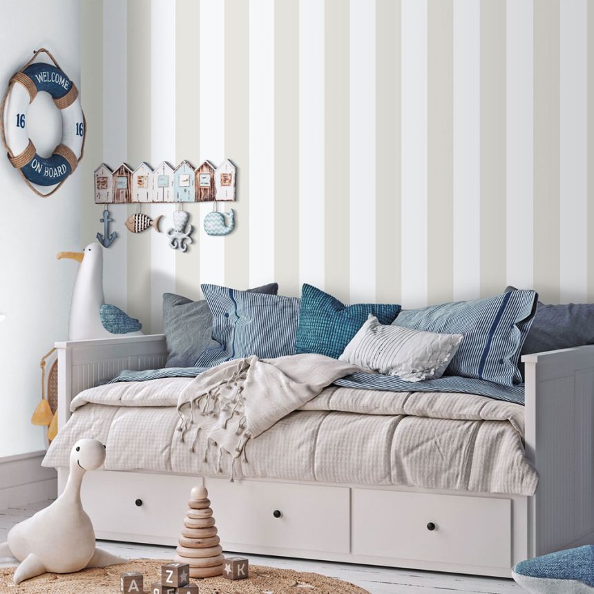 Vliesová tapeta na zeď, sivo-biela, pruhy, 293-4, Enzo,  ICH Wallcoverings