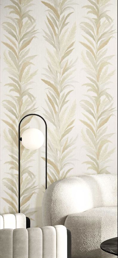 Tapeta, krémovo-sivá, listy, 35901, Ornamenta, Parato by Cristiana Masi