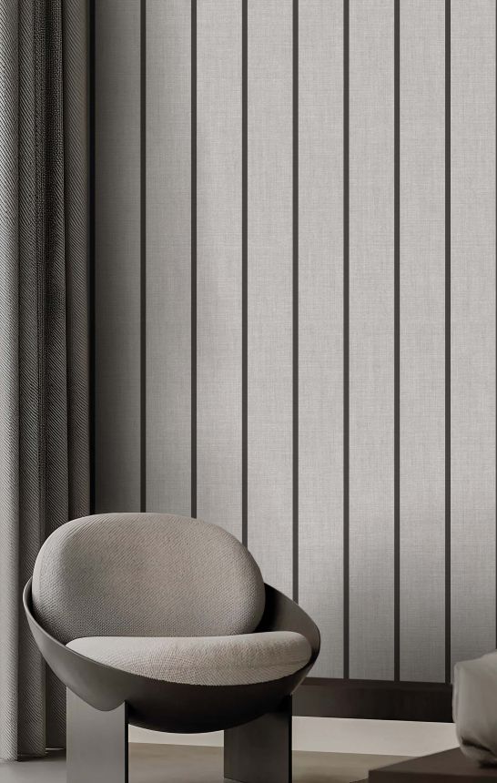 Tapeta, sivo-čierna, imitácia látky, pruhy, 38462, Top Stripes, Parato by Cristiana Masi