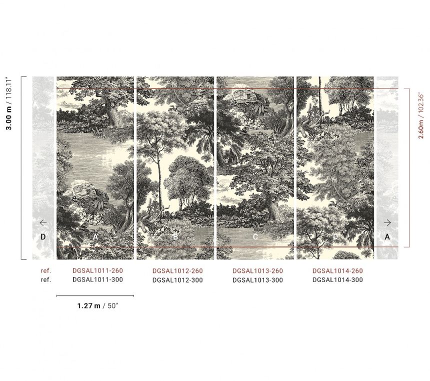 Obrazová tapeta, čierna, les, stromy, DGSAL1011-300, Amazone, Masureel
