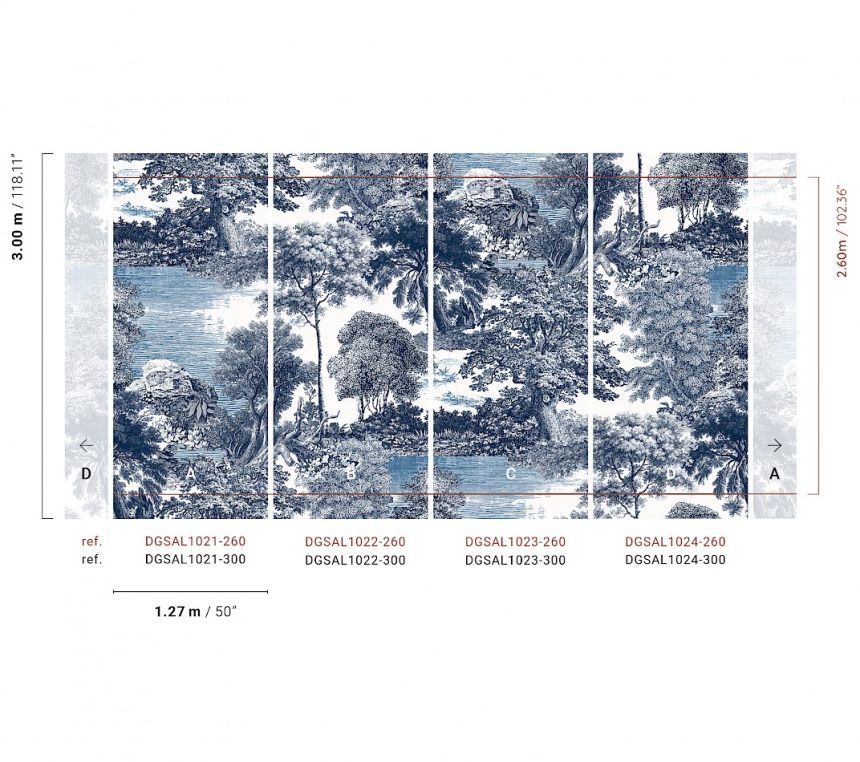 Obrazová tapeta, modrá, les, stromy, DGSAL1023-300, Amazone, Masureel