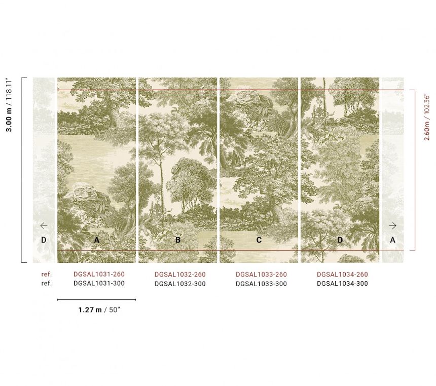 Obrazová tapeta, zelená, les, stromy, DGSAL1032-300, Amazone, Masureel