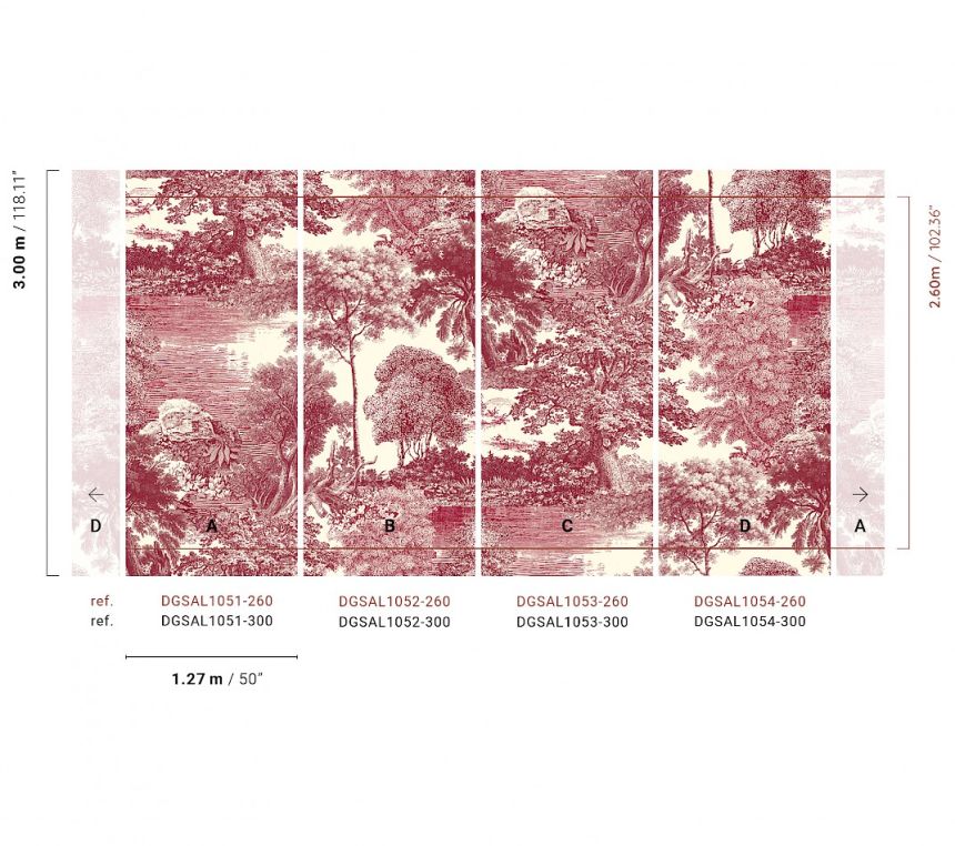 Obrazová tapeta, červená, les, stromy, DGSAL1054-300, Amazone, Masureel