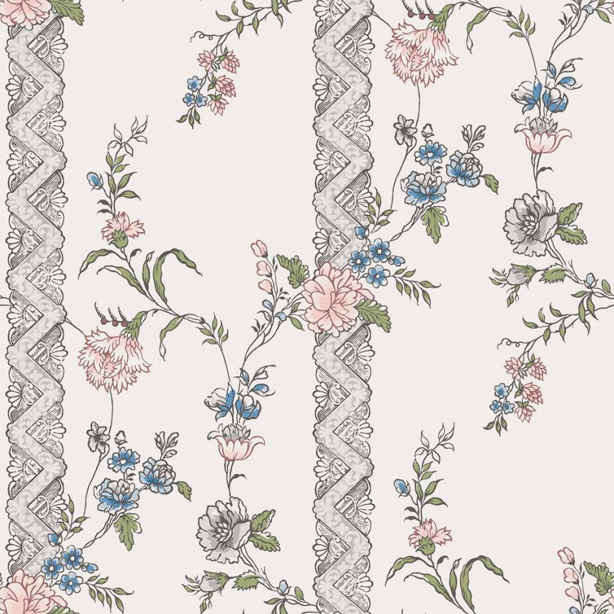 Biela tapeta, kvety, 4507, Icons, Borastapeter