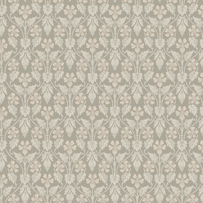Sivo-zelená tapeta, kvety, 4586, Icons, Borastapeter