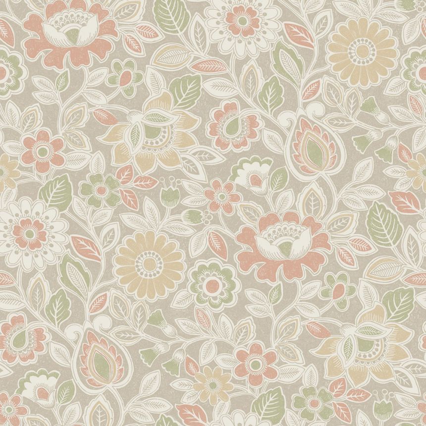 Tapeta, béžová, kvety, 38761, Borosan Hem, Boråstapeter