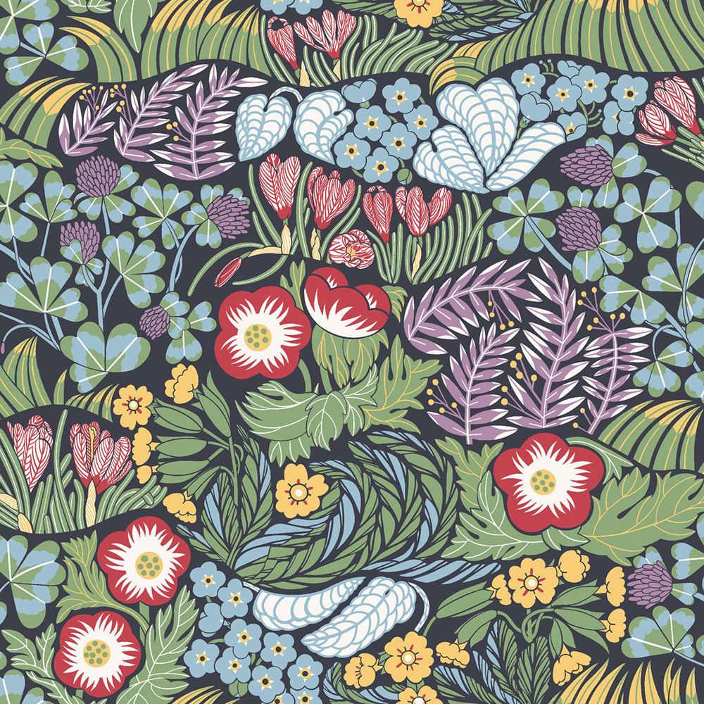 Tapeta na stenu, čierna, kvety, 4842, New Heritage, Borastapeter