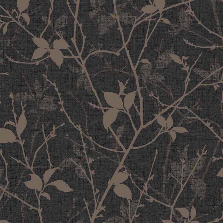 Tapeta, sivo-hnedá, listy, vetvičky, 122432, Refine, Graham Brown Boutique