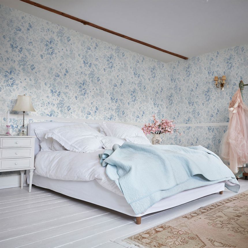 Tapeta, modrá, kvety, 125109, Shabby Chic by Rachel Ashwell