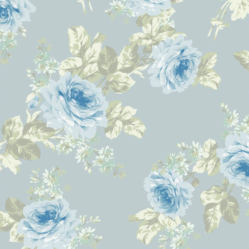Tapeta, modro-zelená, kvety, 125112, Shabby Chic by Rachel Ashwell