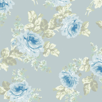 Tapeta, modro-zelená, kvety, 125112, Shabby Chic by Rachel Ashwell
